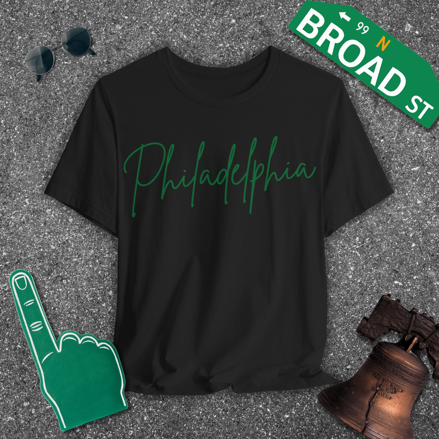 Philadelphia Script - Light Green Tee