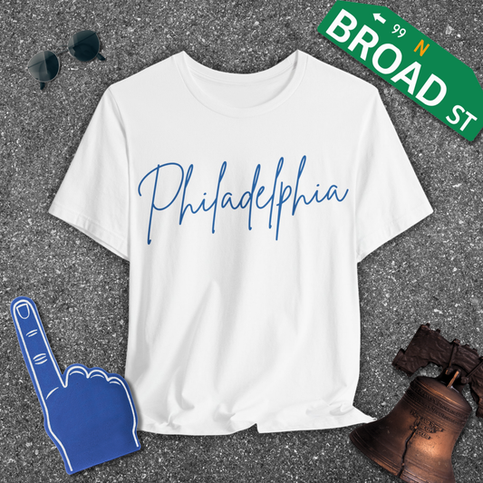 Philadelphia Script - Blue Tee