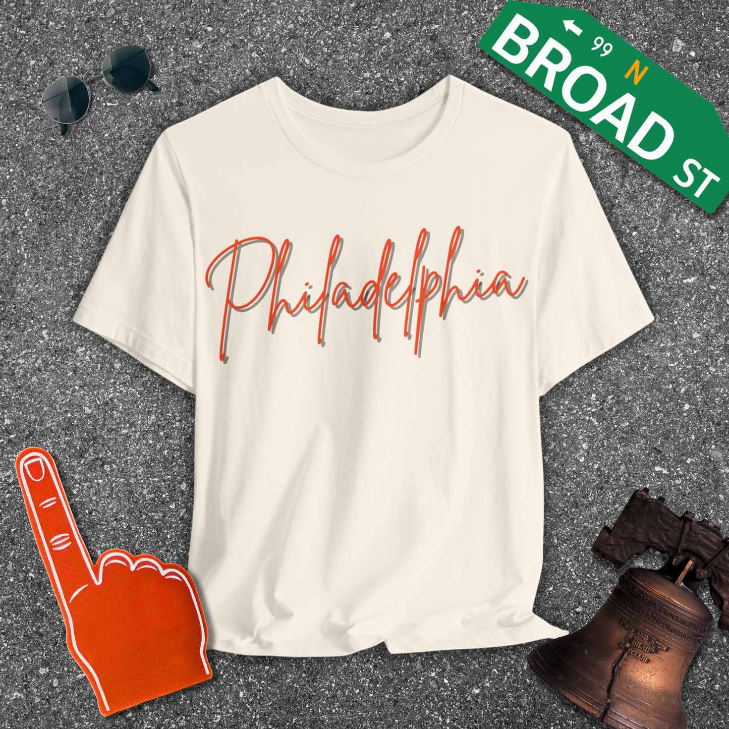 Philadelphia Script - Orange & Black Tee
