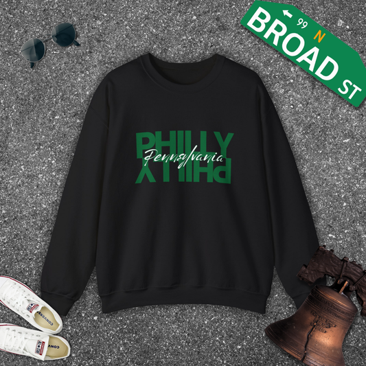Mirrored Philly - Light Green Crewneck