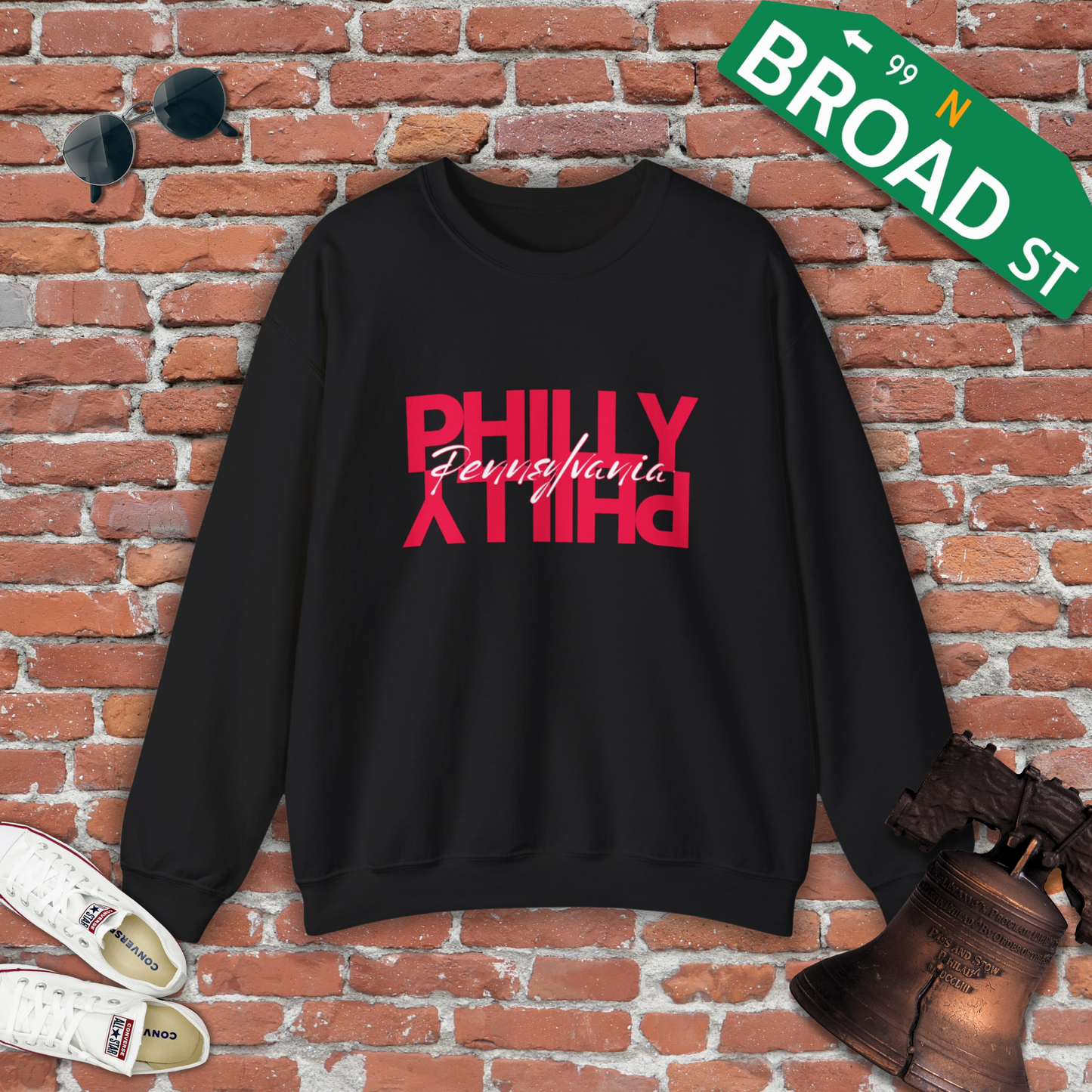 Mirrored Philly - Red Crewneck