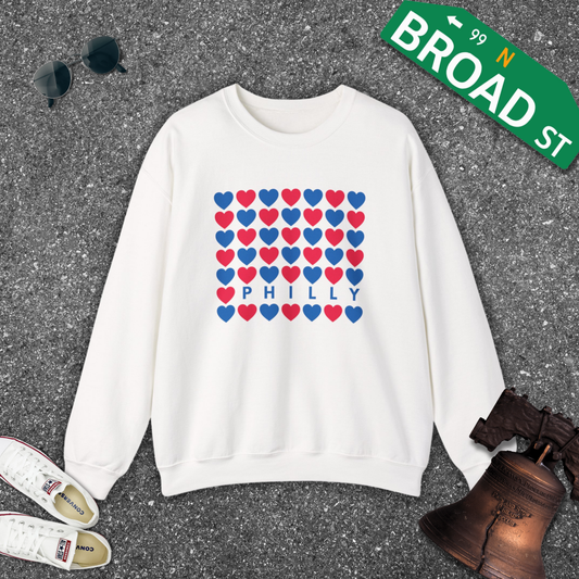 Philly Hearts - Blue & Red Crewneck