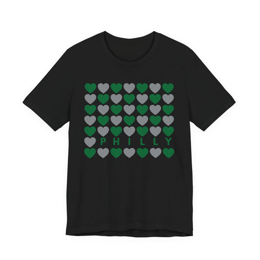 Philly Hearts - Light Green & Gray Tee