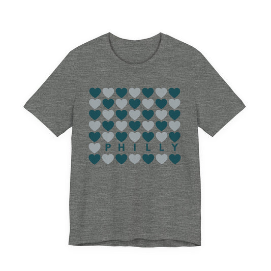 Philly Hearts - Dark Green & Gray Tee