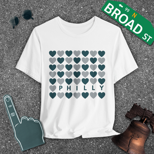 Philly Hearts - Dark Green & Gray Tee