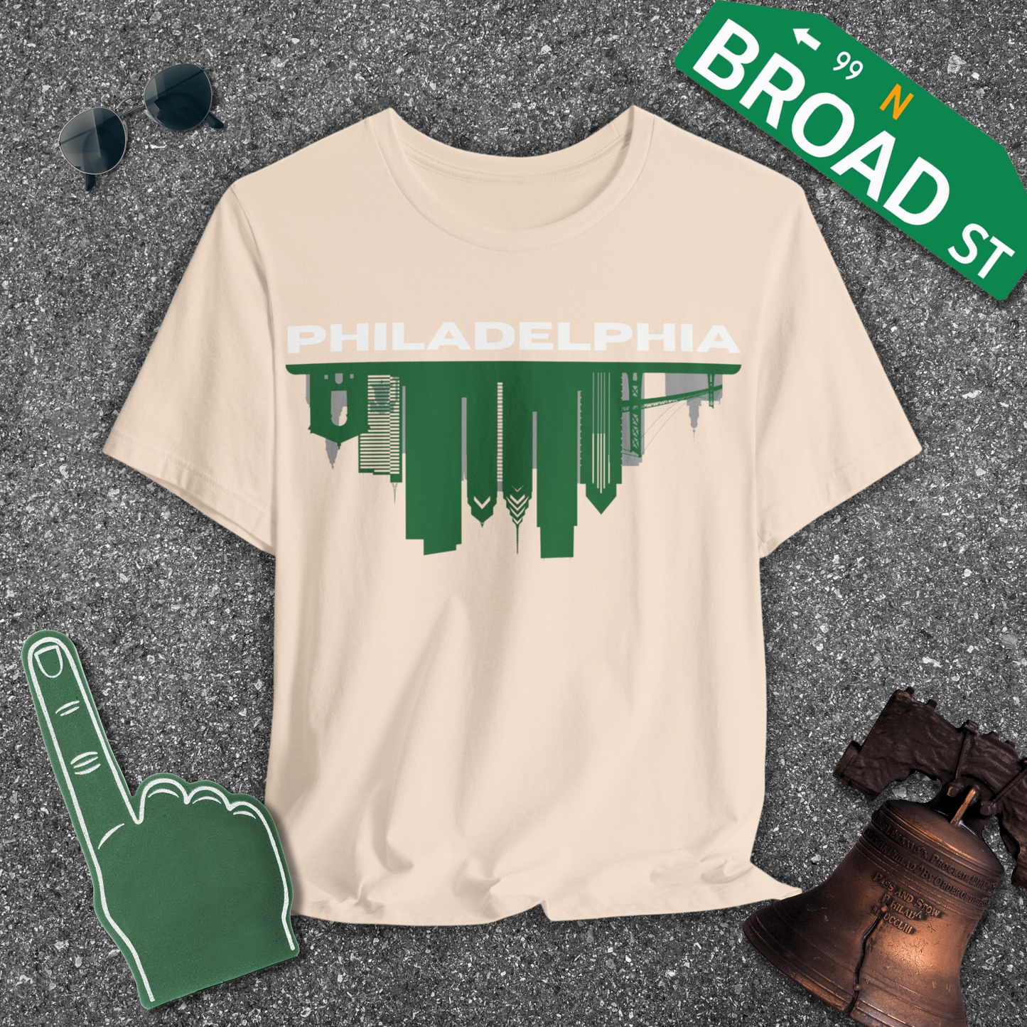 Philadelphia Flipped Skyline - Light Green Tee