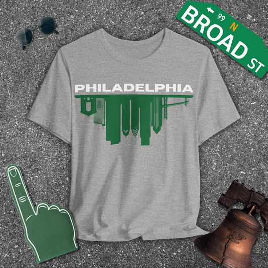 Philadelphia Flipped Skyline - Light Green Tee