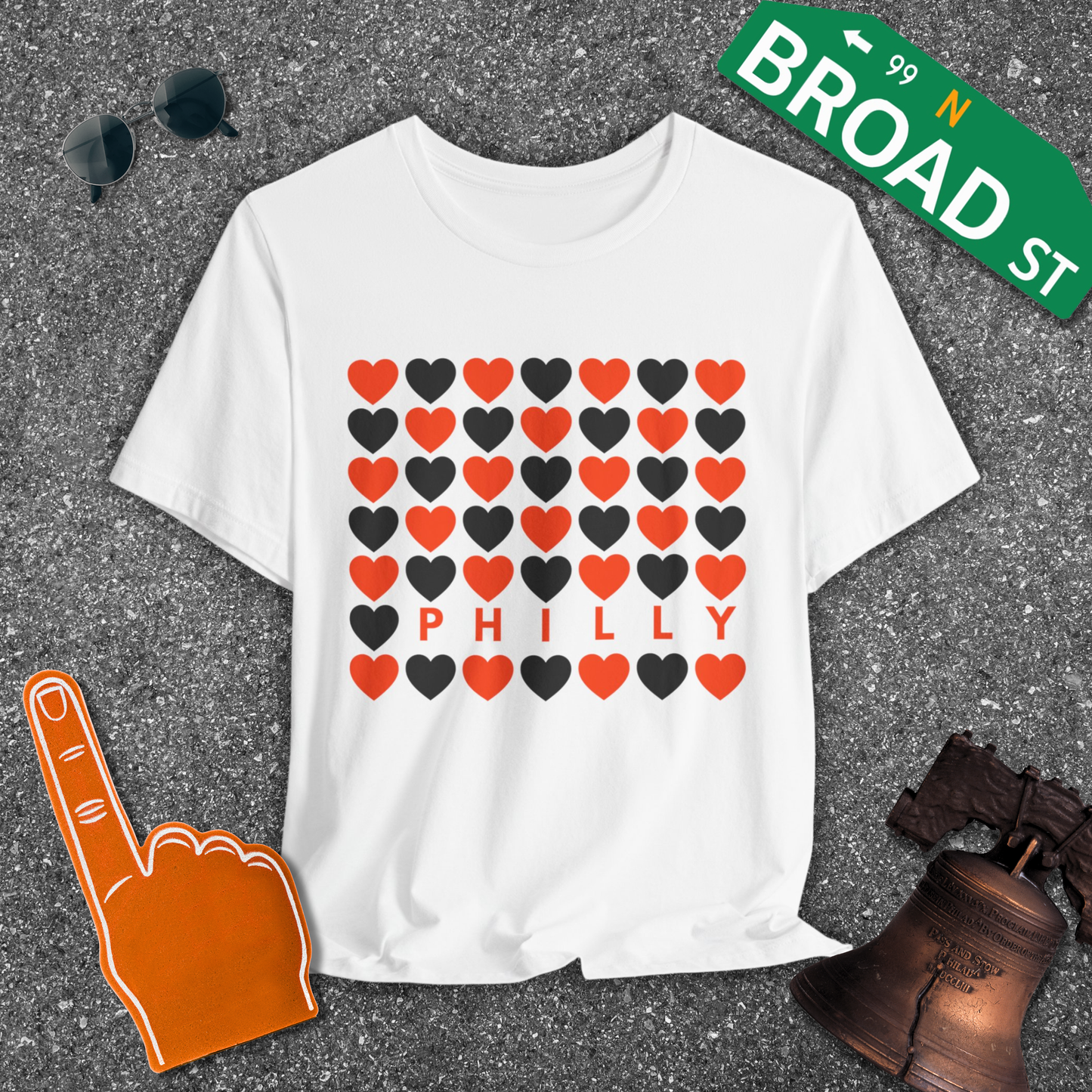 Philly Hearts - Orange & Black Tee