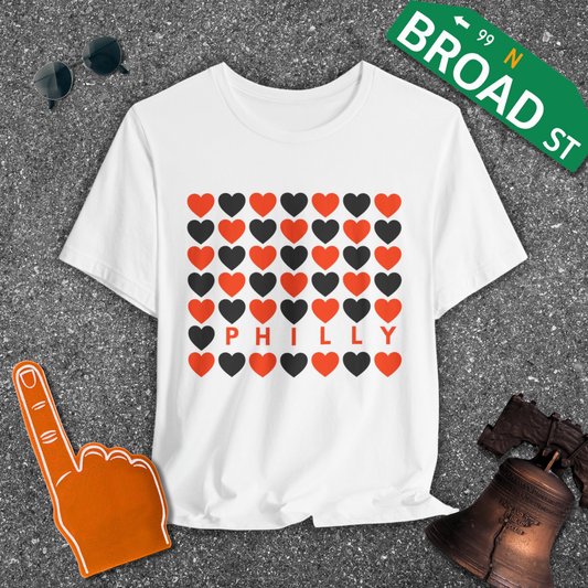Philly Hearts - Orange & Black Tee