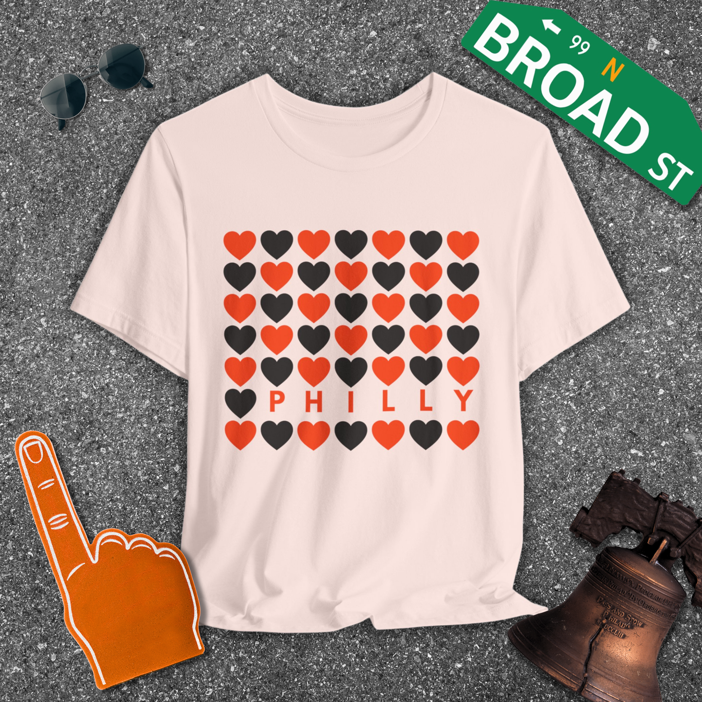 Philly Hearts - Orange & Black Tee