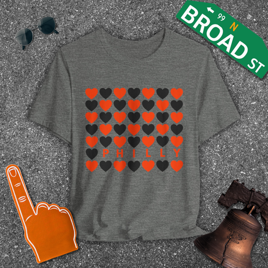 Philly Hearts - Orange & Black Tee