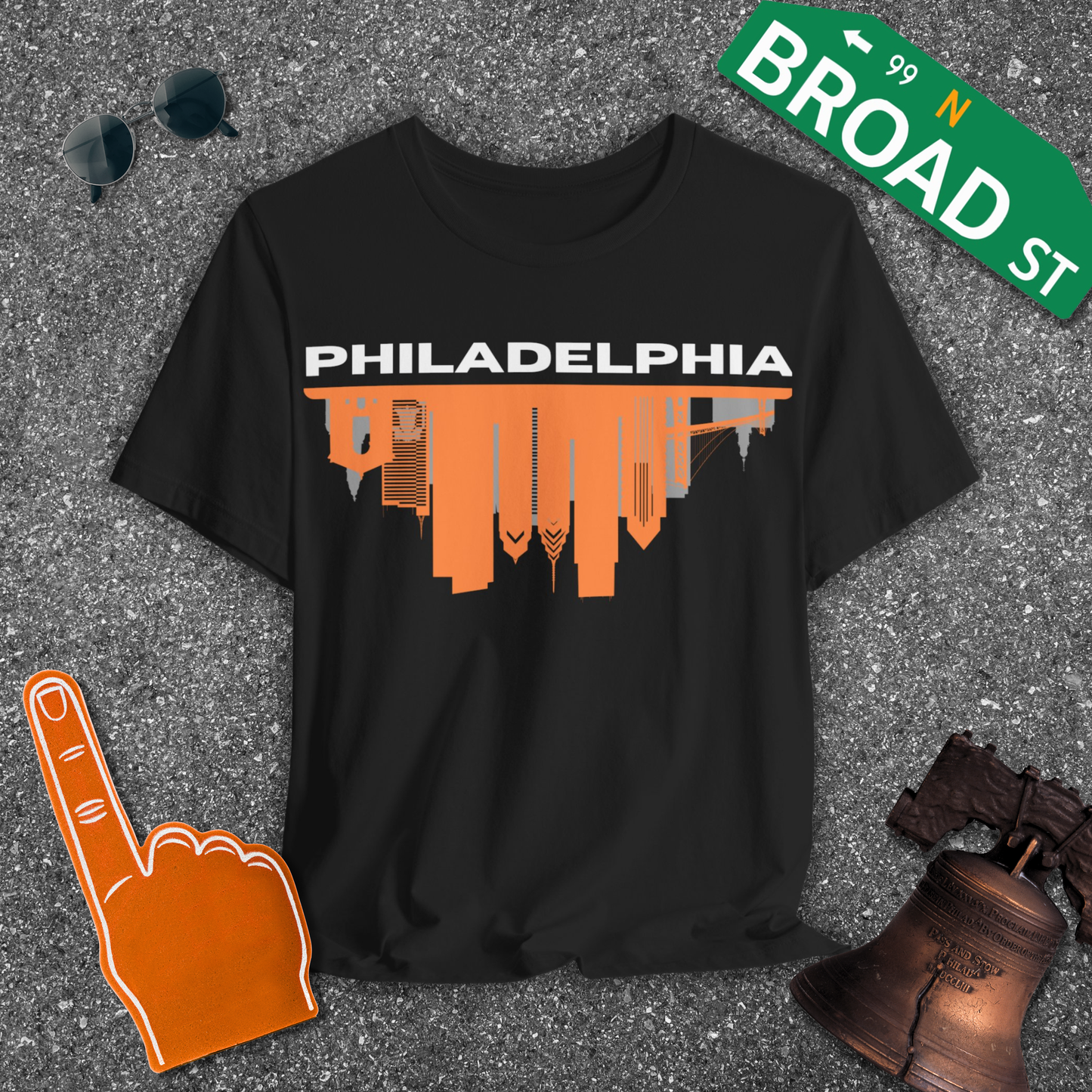 Philadelphia Flipped Skyline - Orange Tee