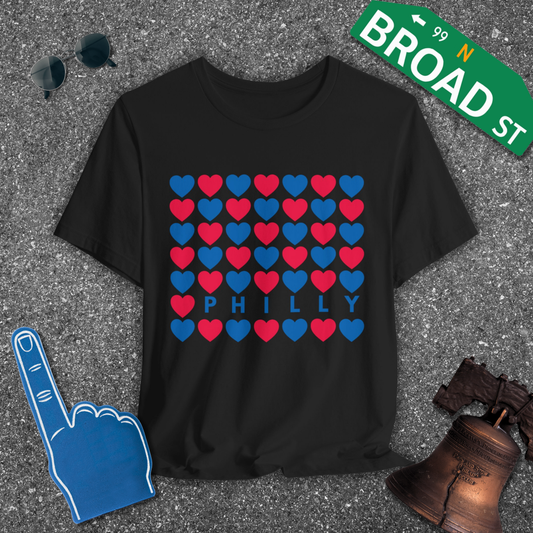 Philly Hearts - Blue & Red Tee