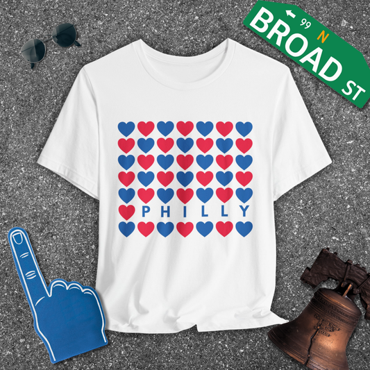 Philly Hearts - Blue & Red Tee
