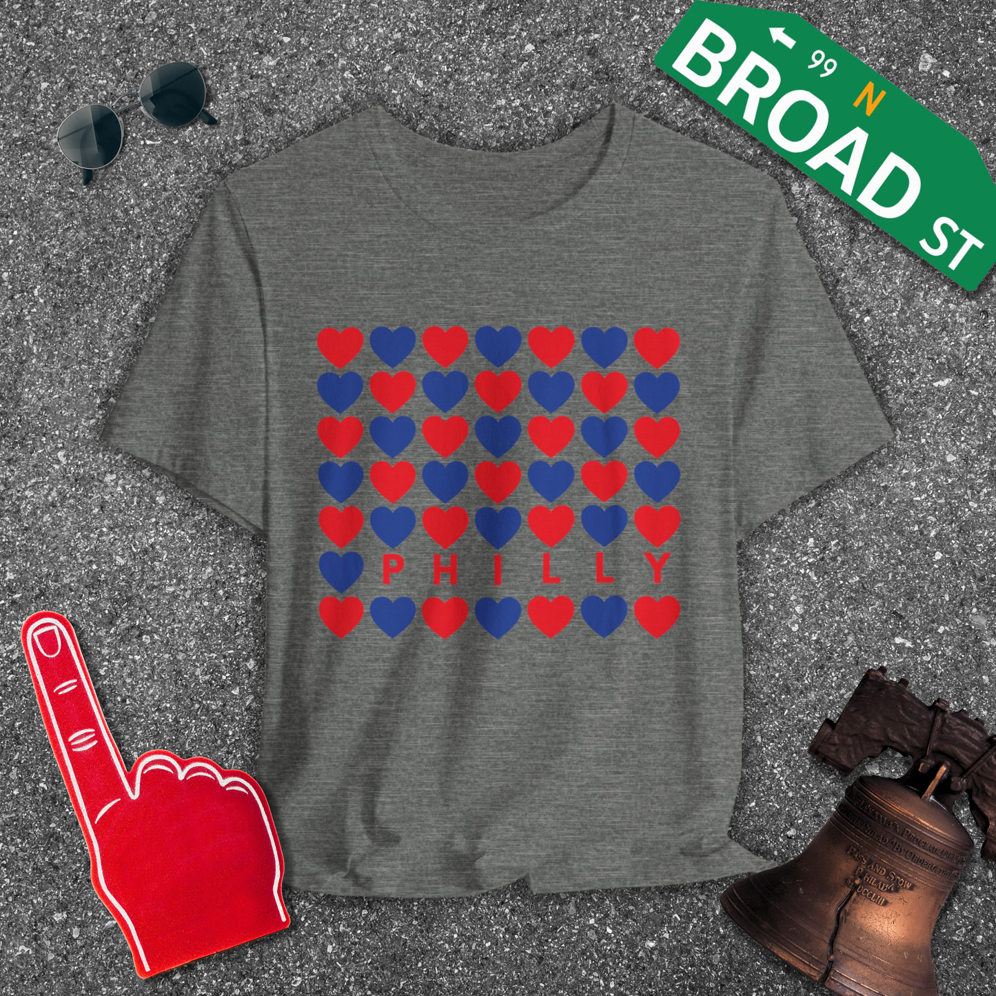 Philly Hearts - Red & Blue Tee