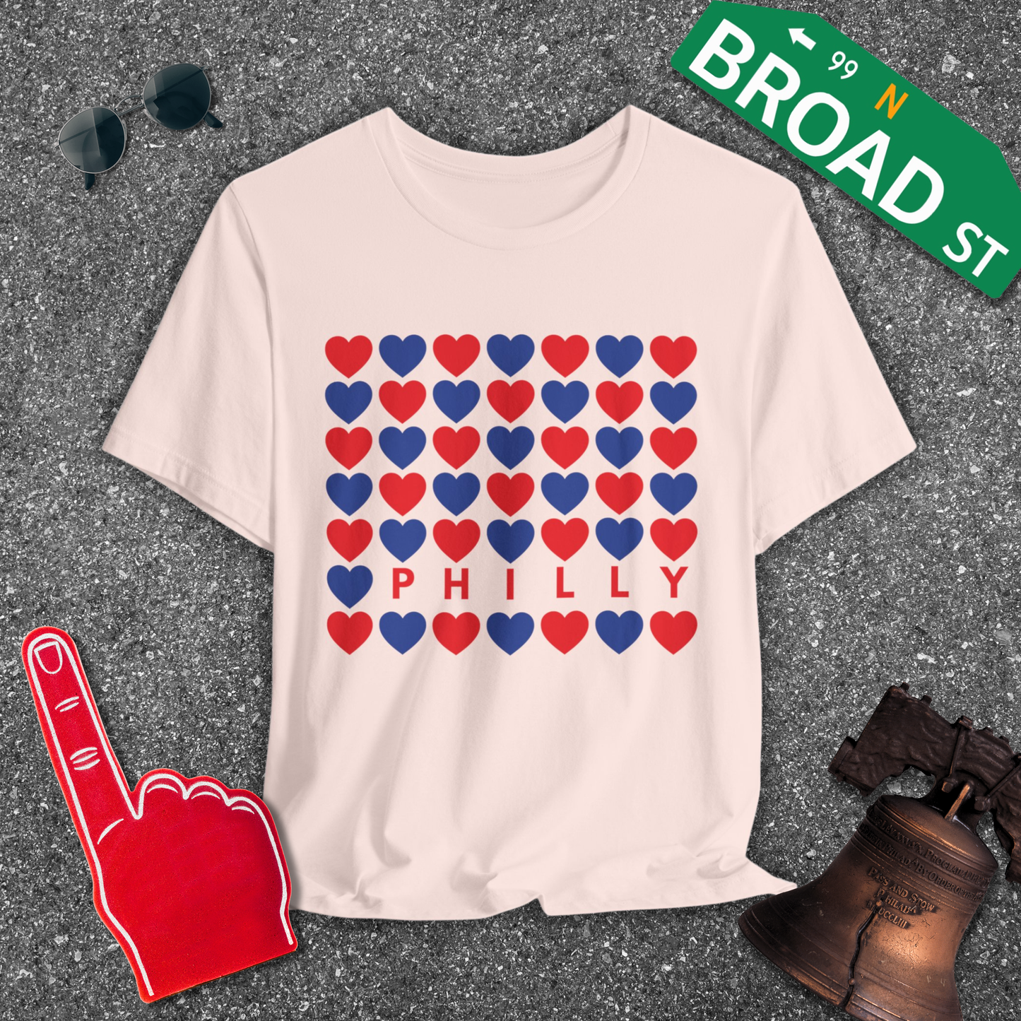 Philly Hearts - Red & Blue Tee