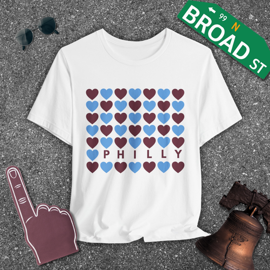 Philly Hearts - Maroon & Baby Blue Tee