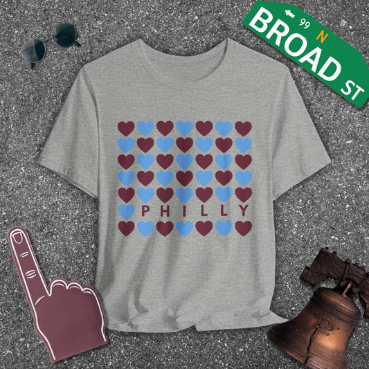 Philly Hearts - Maroon & Baby Blue Tee