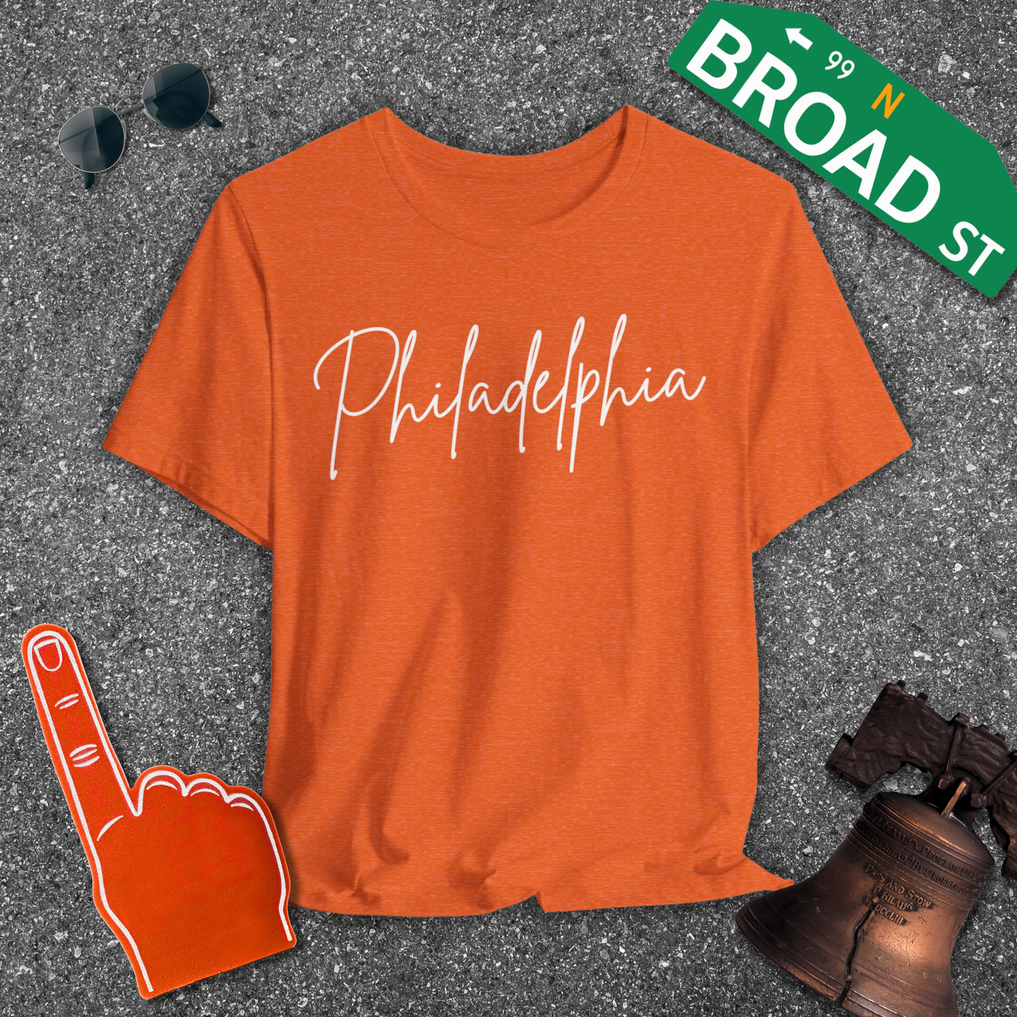 Philadelphia Script - White Heather Tee