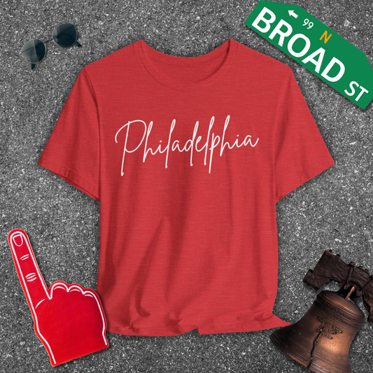 Philadelphia Script - White Heather Tee