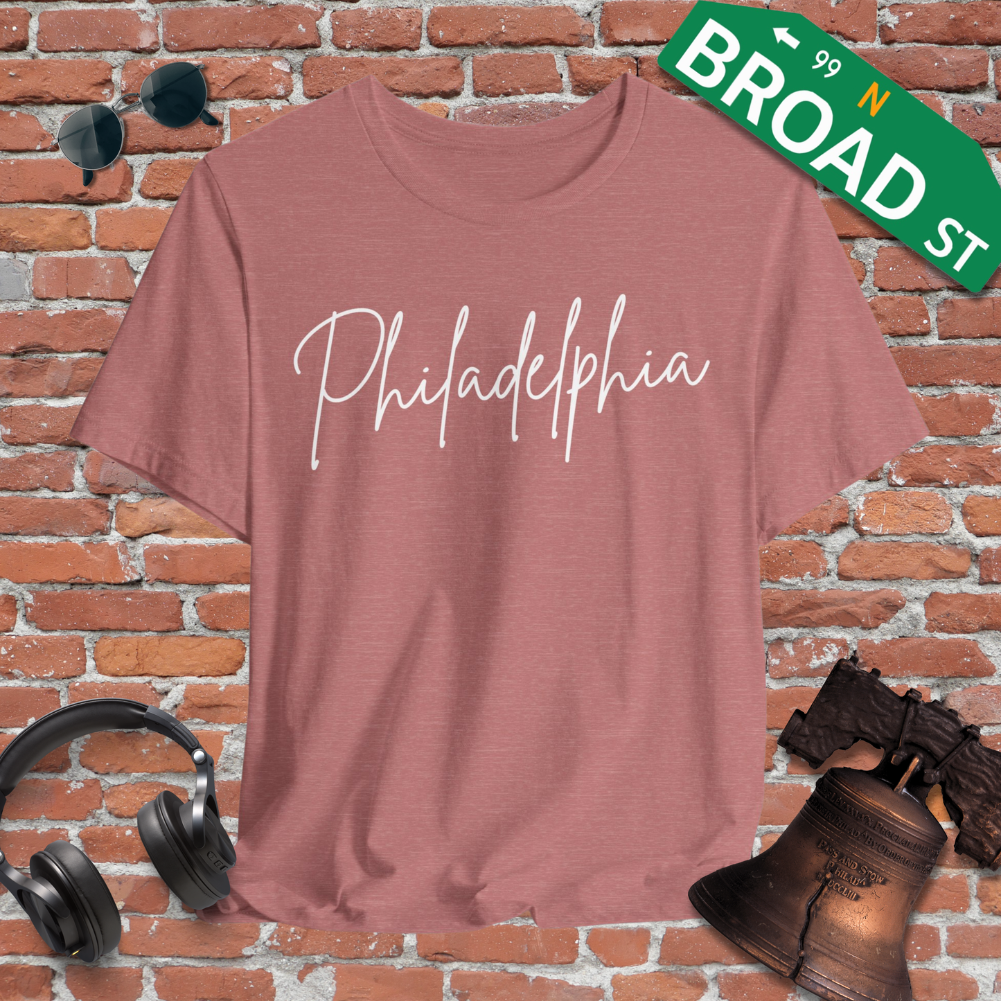 Philadelphia Script - White Heather Tee