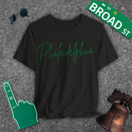 Philadelphia Script - Light Green Tee