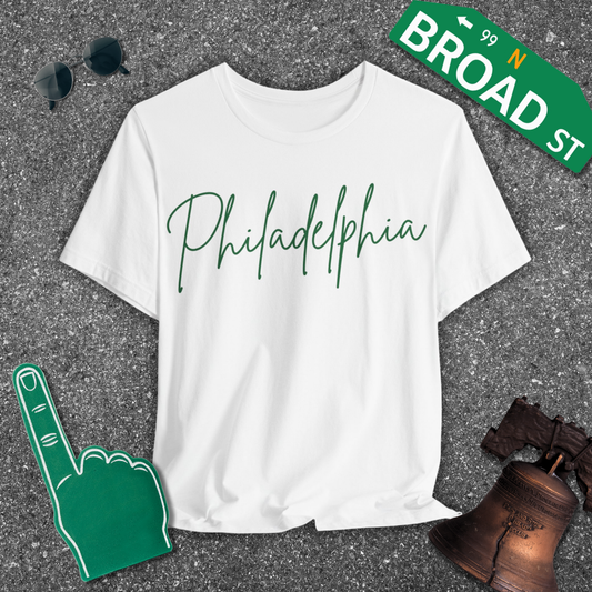 Philadelphia Script - Light Green Tee