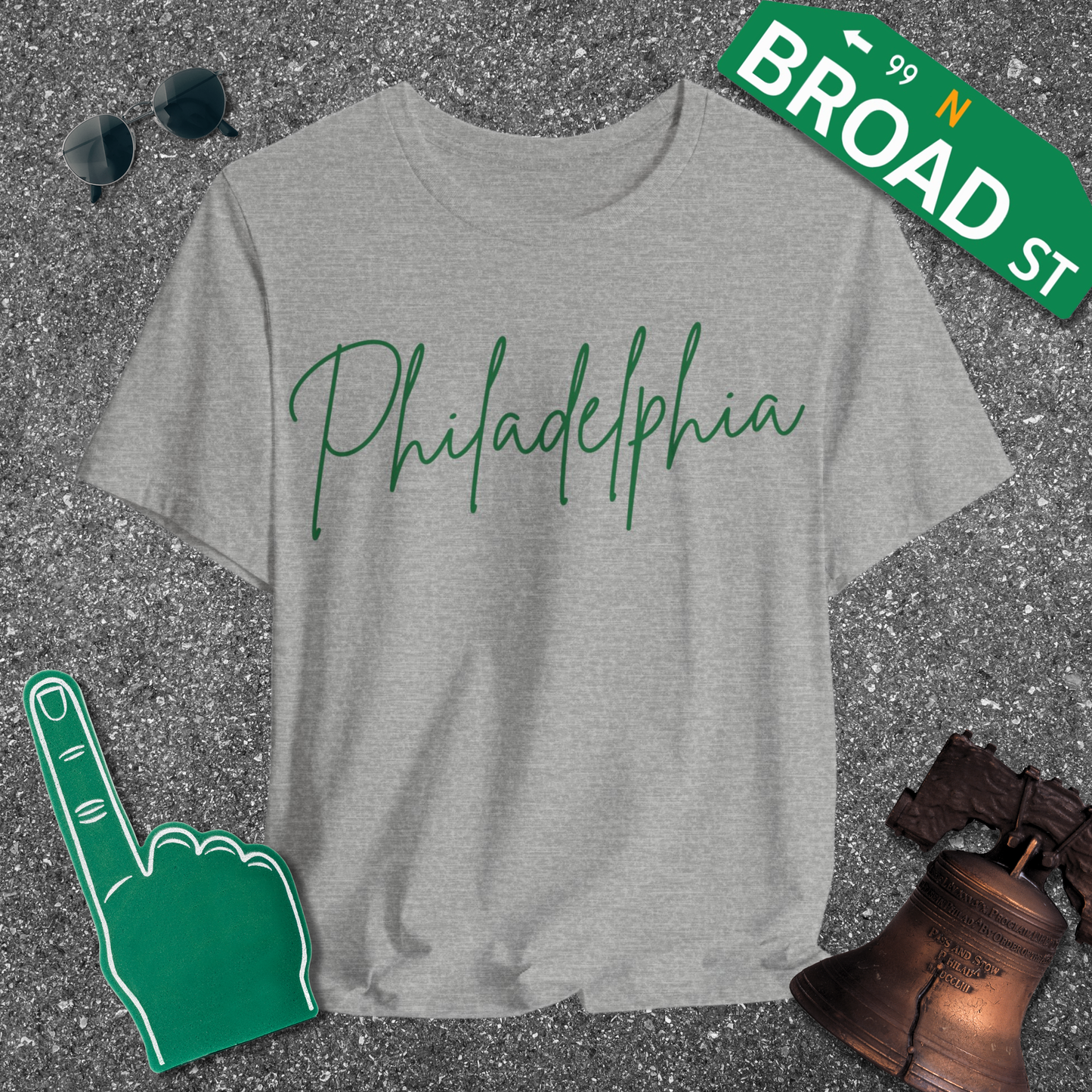 Philadelphia Script - Light Green Tee