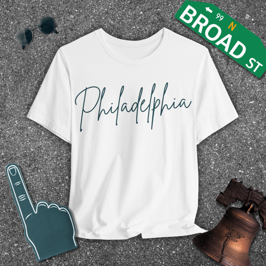 Philadelphia Script - Dark Green Tee