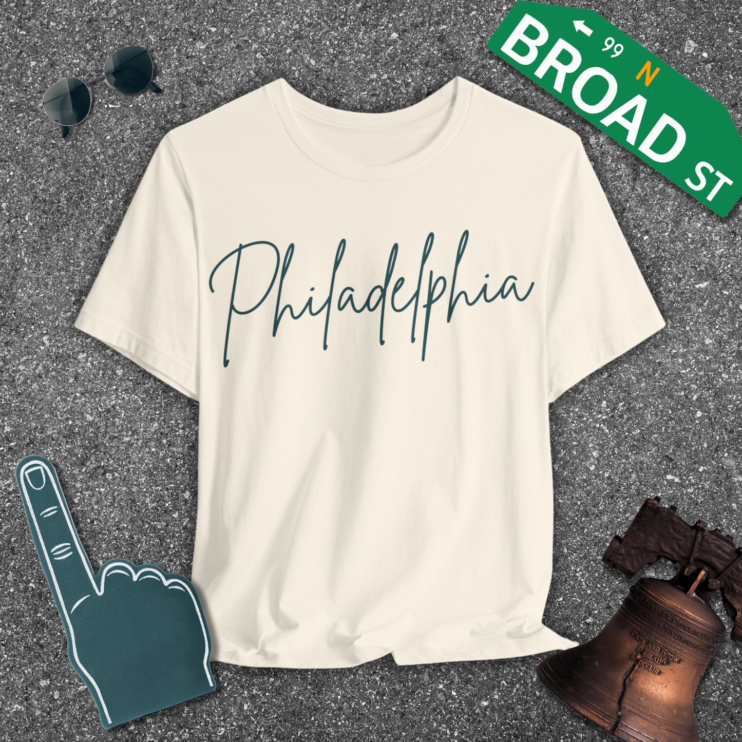 Philadelphia Script - Dark Green Tee