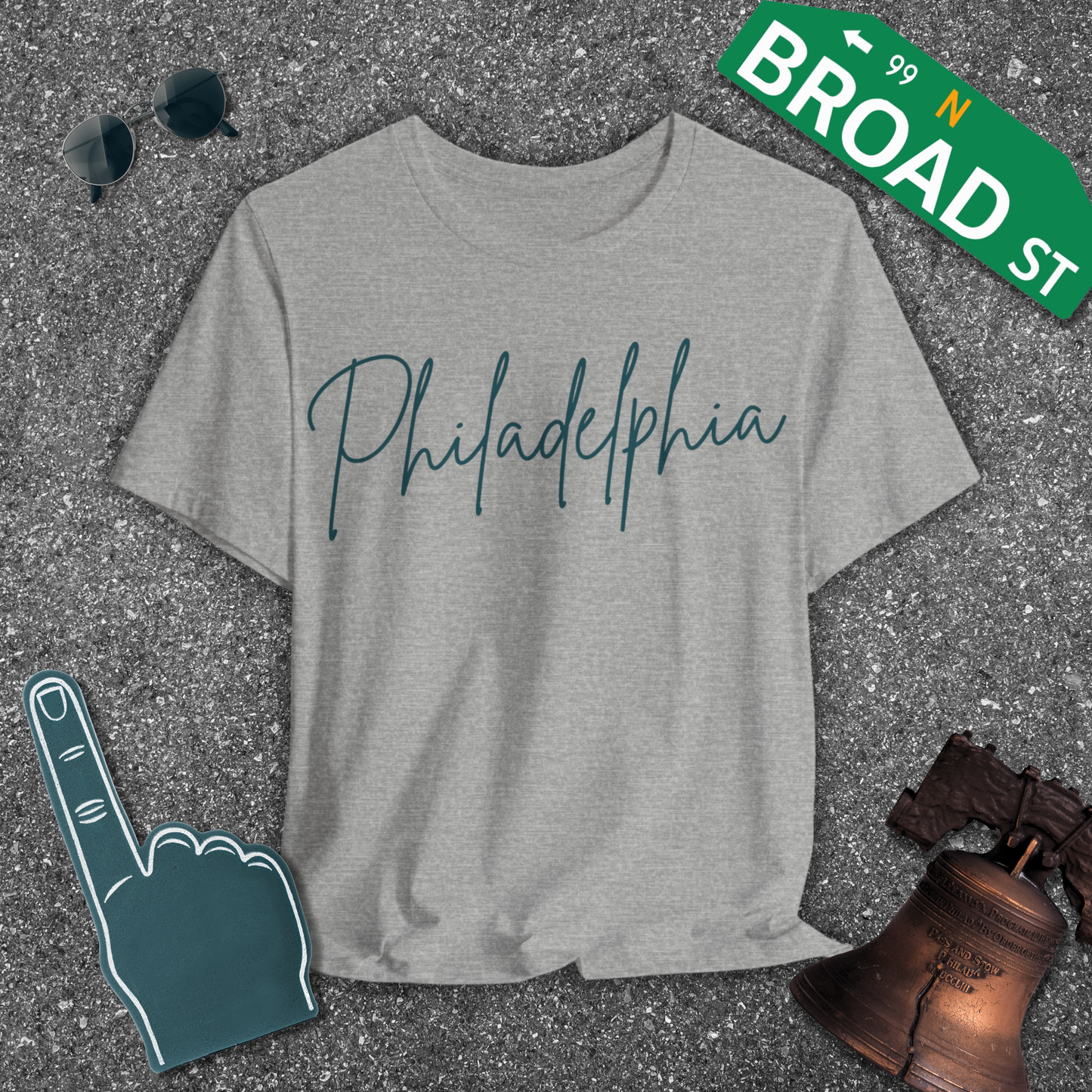 Philadelphia Script - Dark Green Tee