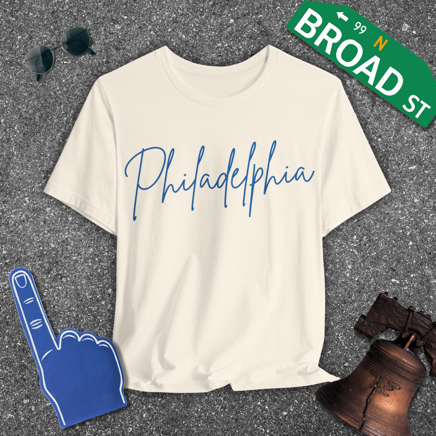 Philadelphia Script - Blue Tee