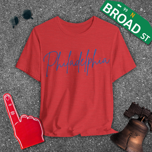 Philadelphia Script - Blue Tee