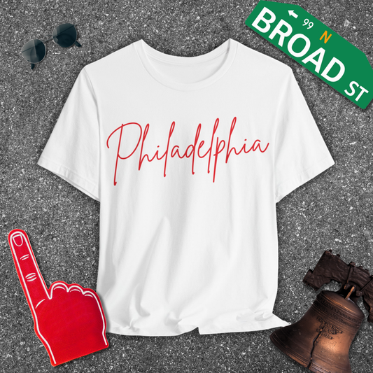 Philadelphia Script - Red Tee
