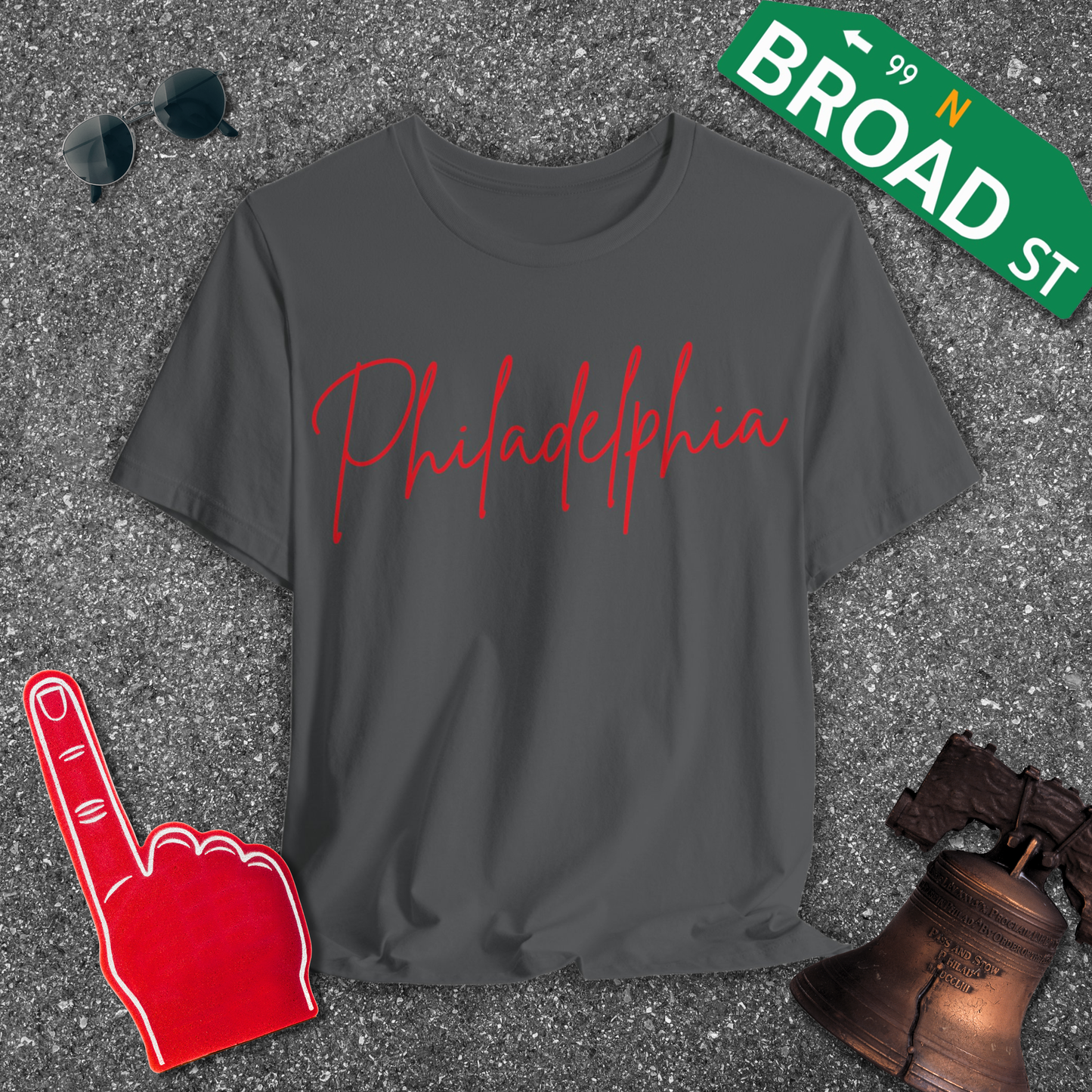 Philadelphia Script - Red Tee