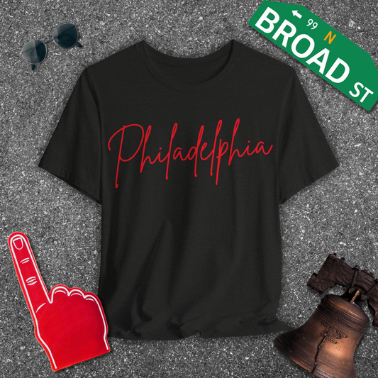 Philadelphia Script - Red Tee