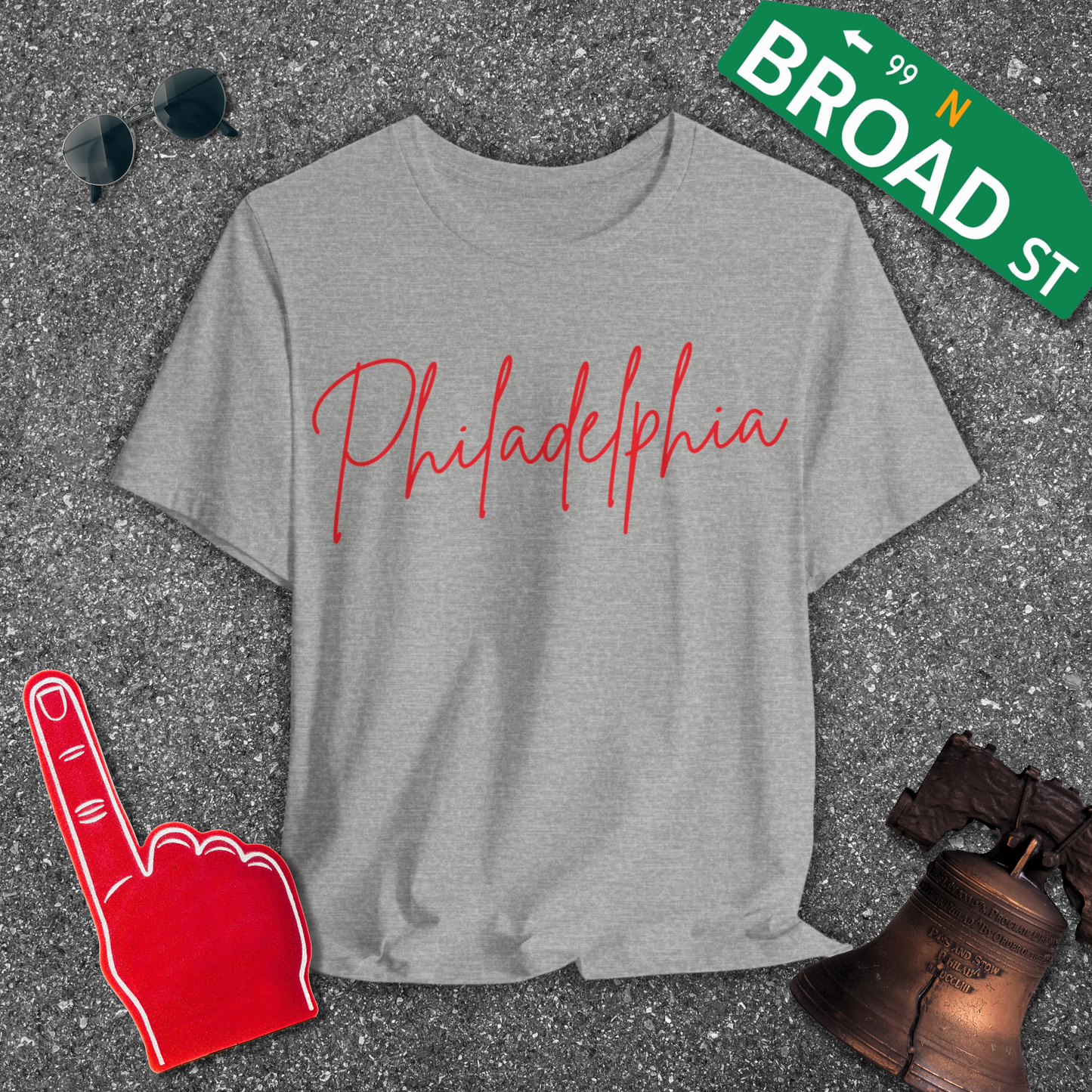 Philadelphia Script - Red Tee