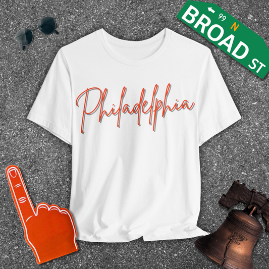 Philadelphia Script - Orange & Black Tee
