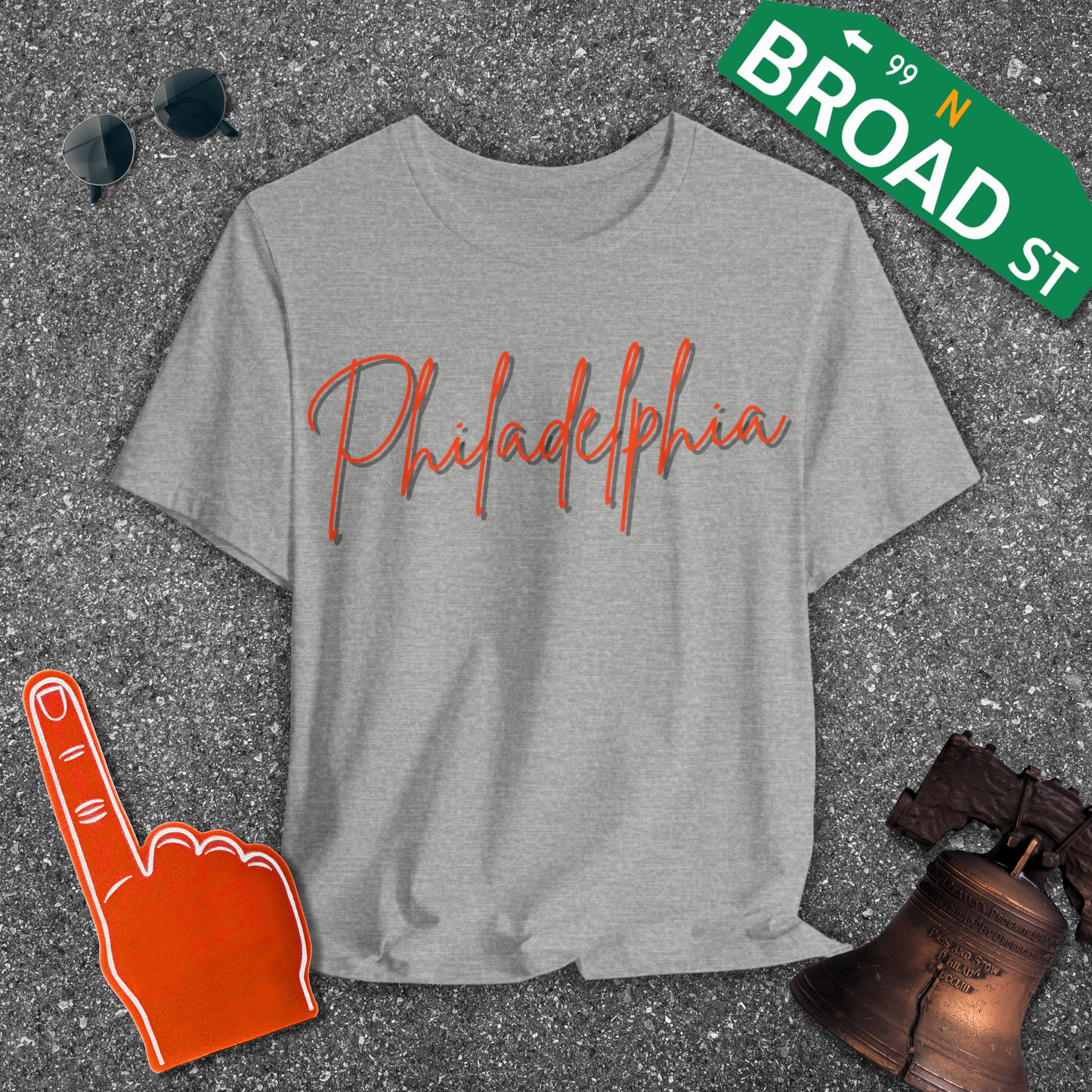 Philadelphia Script - Orange & Black Tee