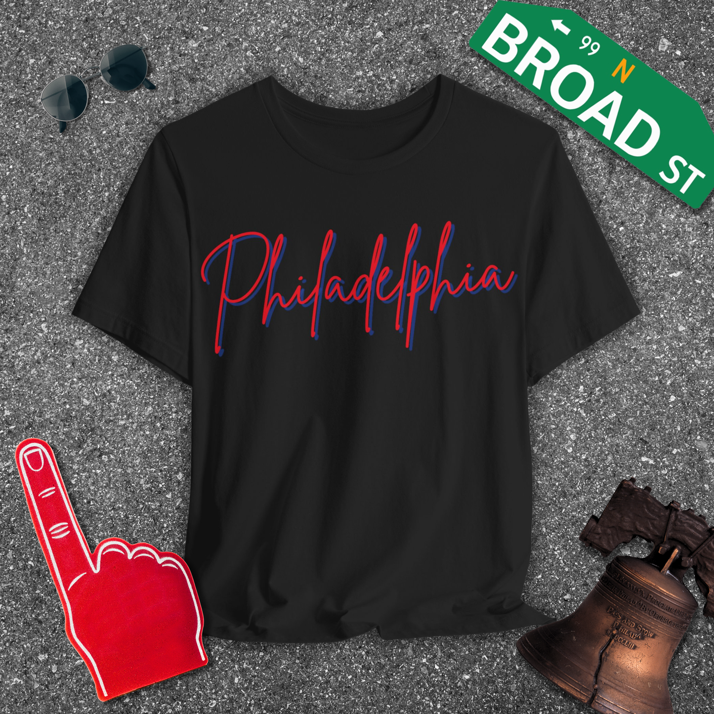 Philadelphia Script - Red & Blue Tee