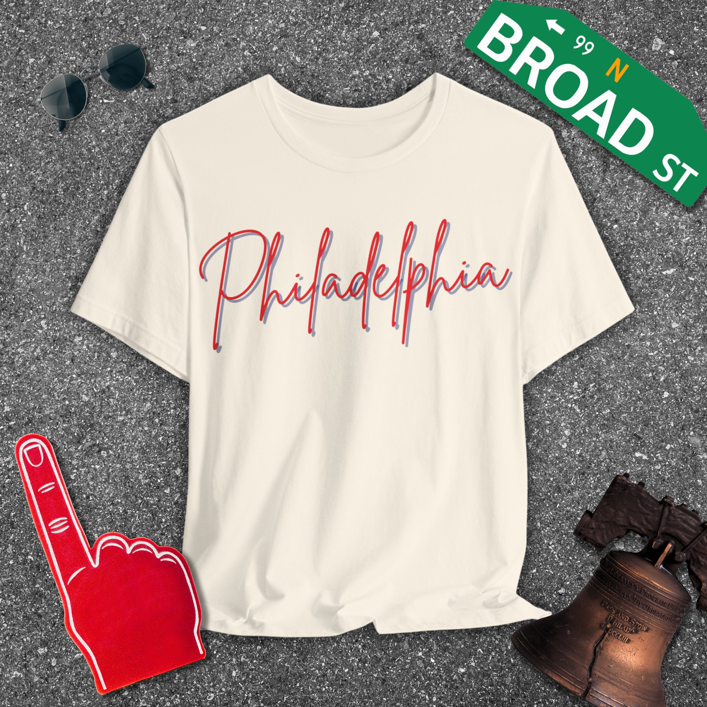 Philadelphia Script - Red & Blue Tee