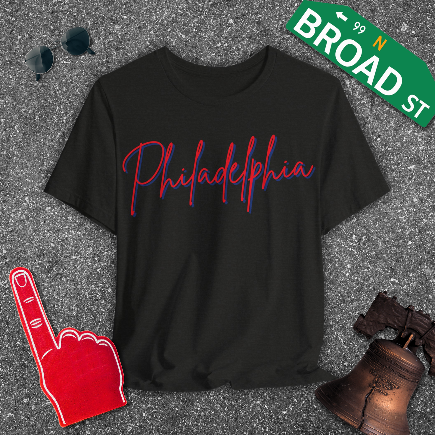 Philadelphia Script - Red & Blue Tee