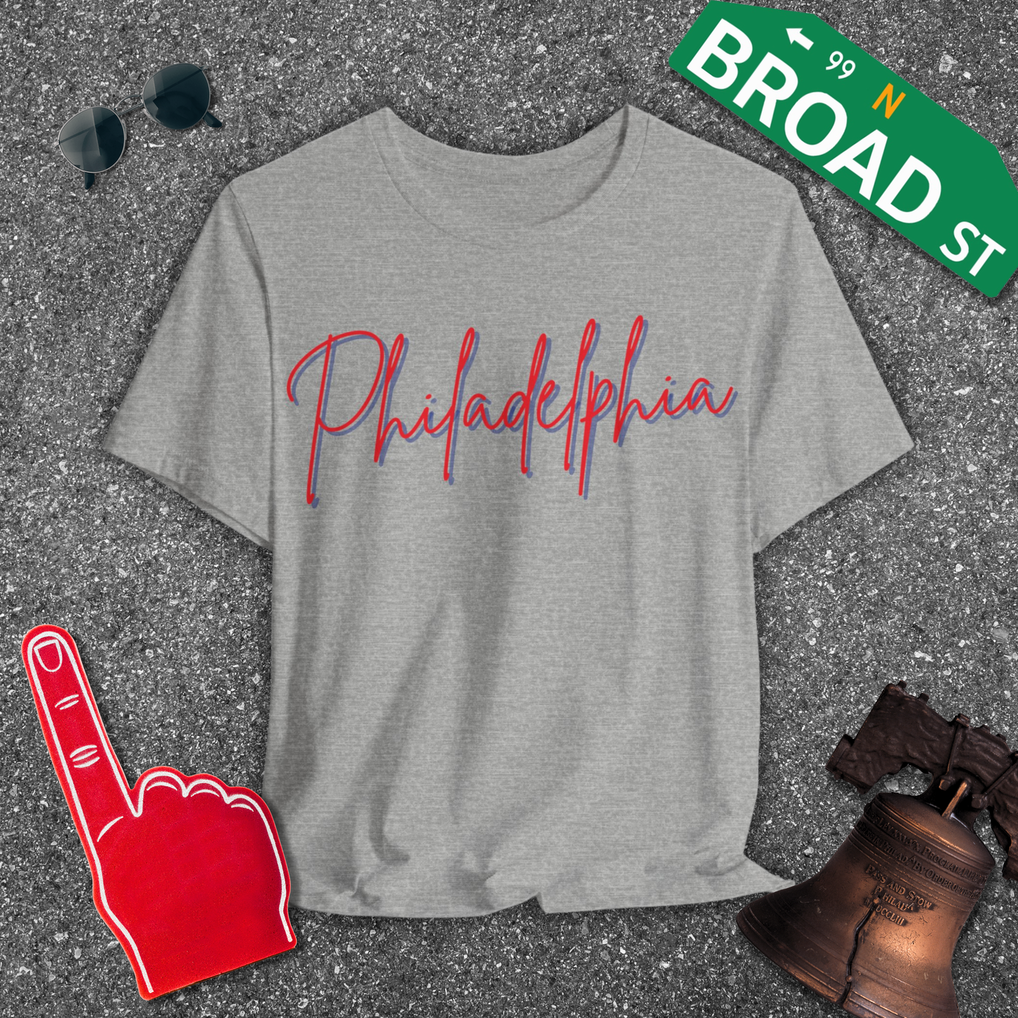 Philadelphia Script - Red & Blue Tee