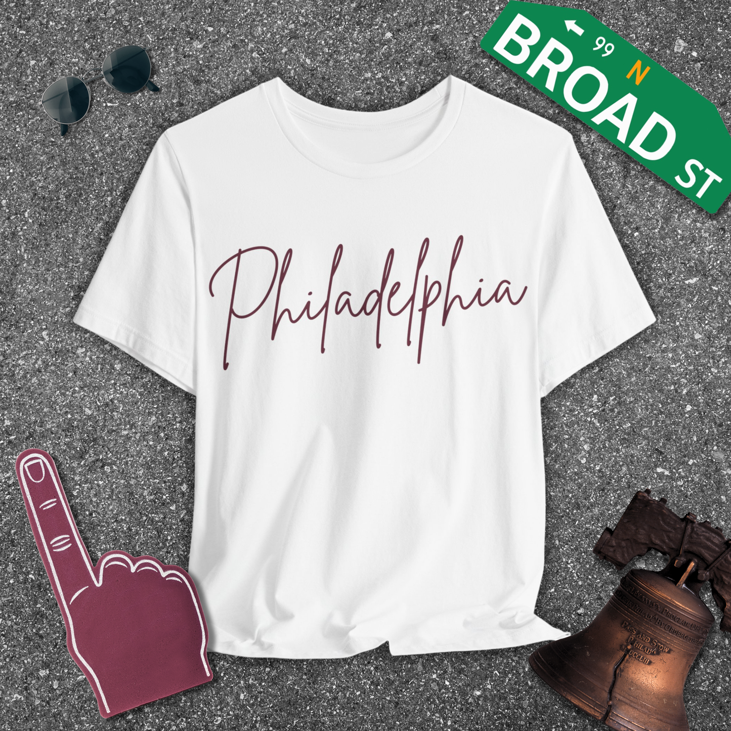 Philadelphia Script - Maroon Tee
