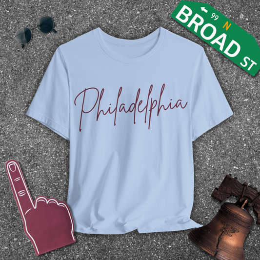 Philadelphia Script - Maroon Tee