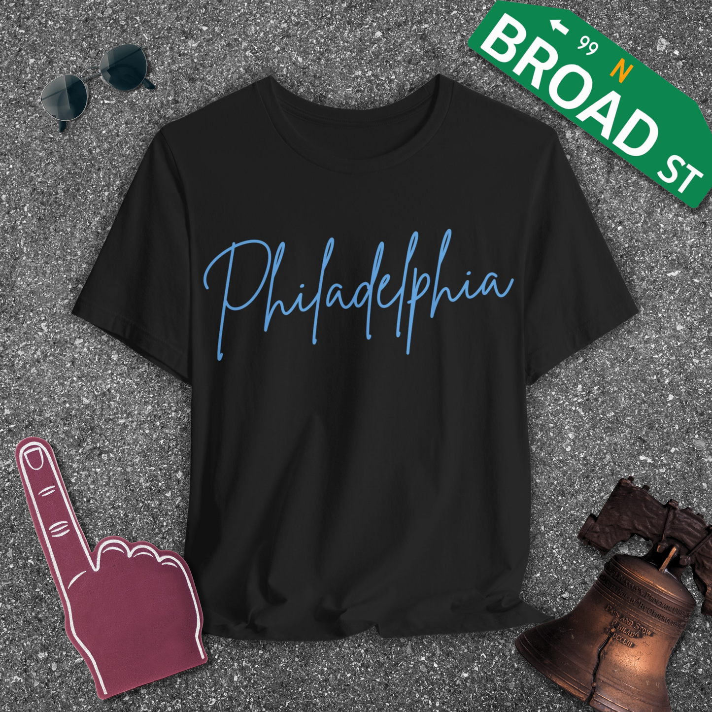 Philadelphia Script - Baby Blue Tee