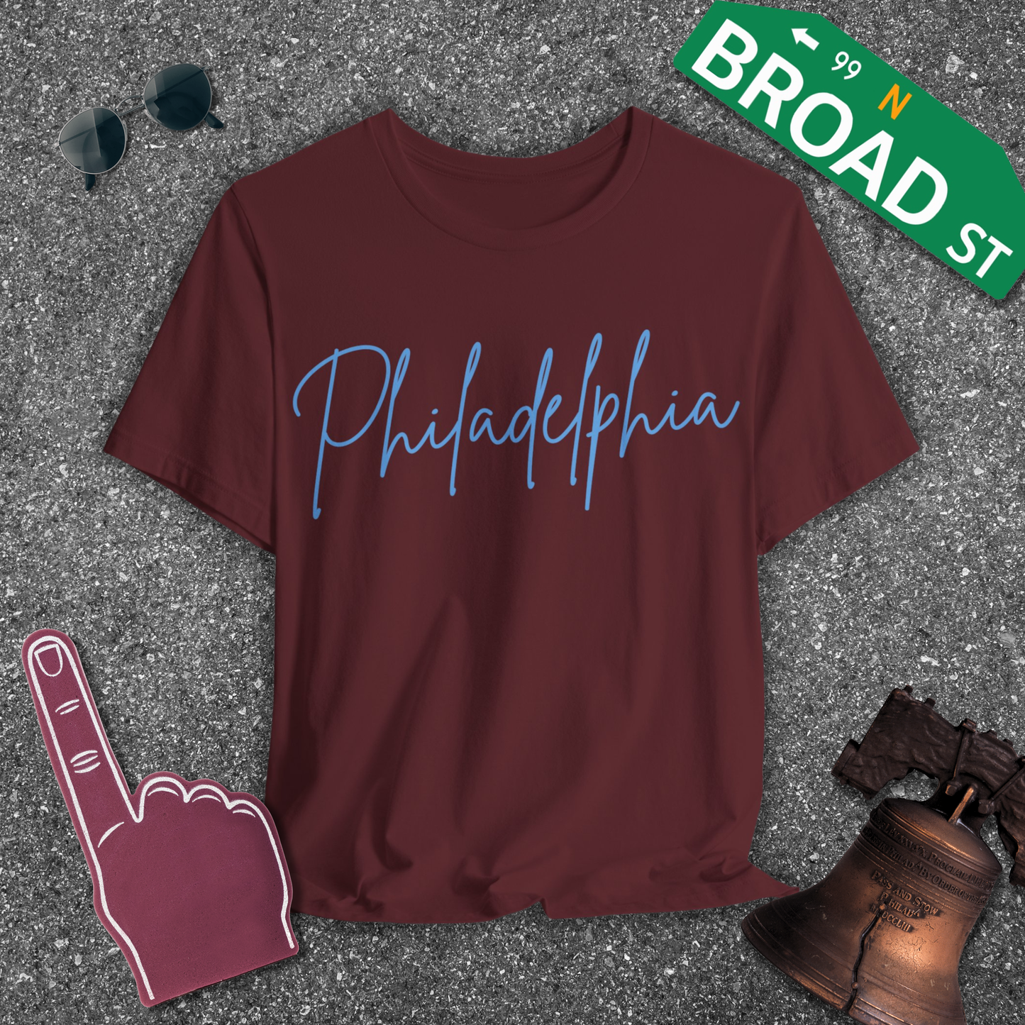 Philadelphia Script - Baby Blue Tee