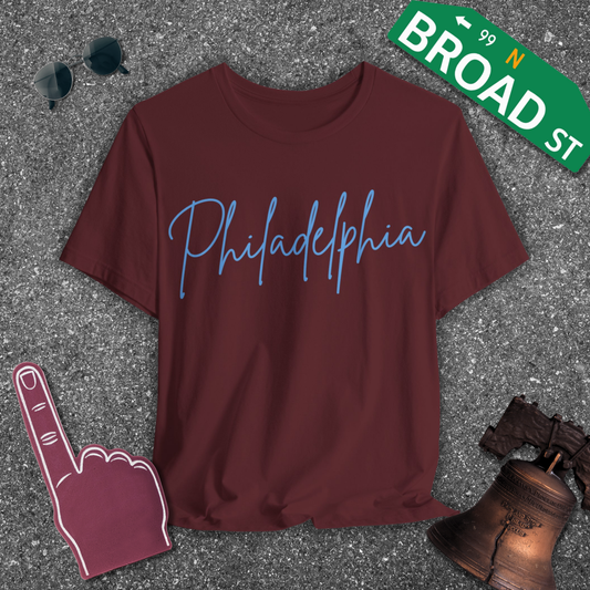 Philadelphia Script - Baby Blue Tee
