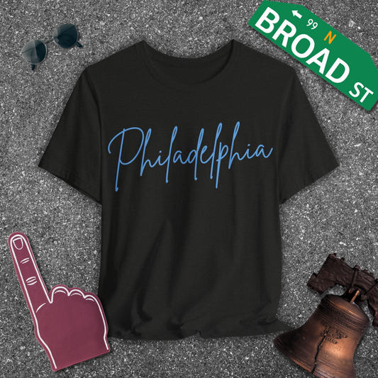 Philadelphia Script - Baby Blue Tee
