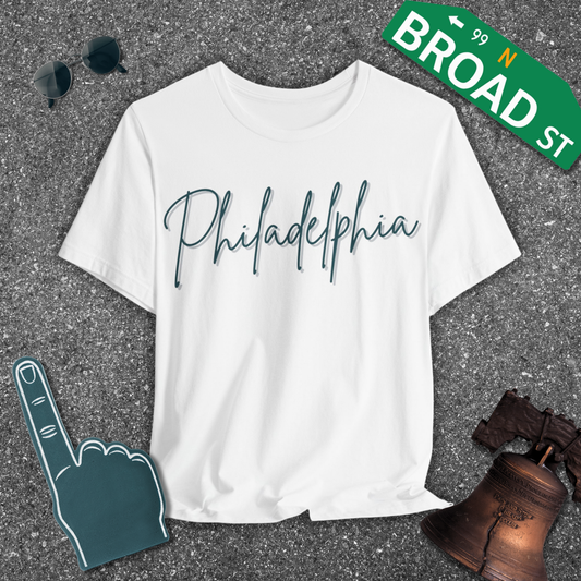 Philadelphia Script - Dark Green & Gray Tee
